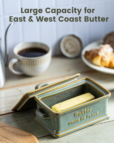 Zoeeker butter keeper styling for east and west coast butter.