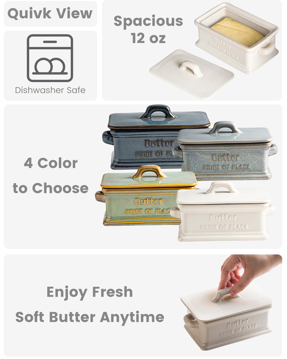 Zoeeker butter dish with handles makes fridge-to-counter transfers effortless