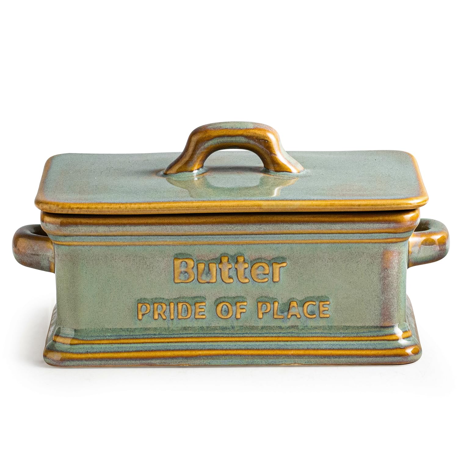 Zoeeker butter dish with lid keeps butter fresh on the counter.