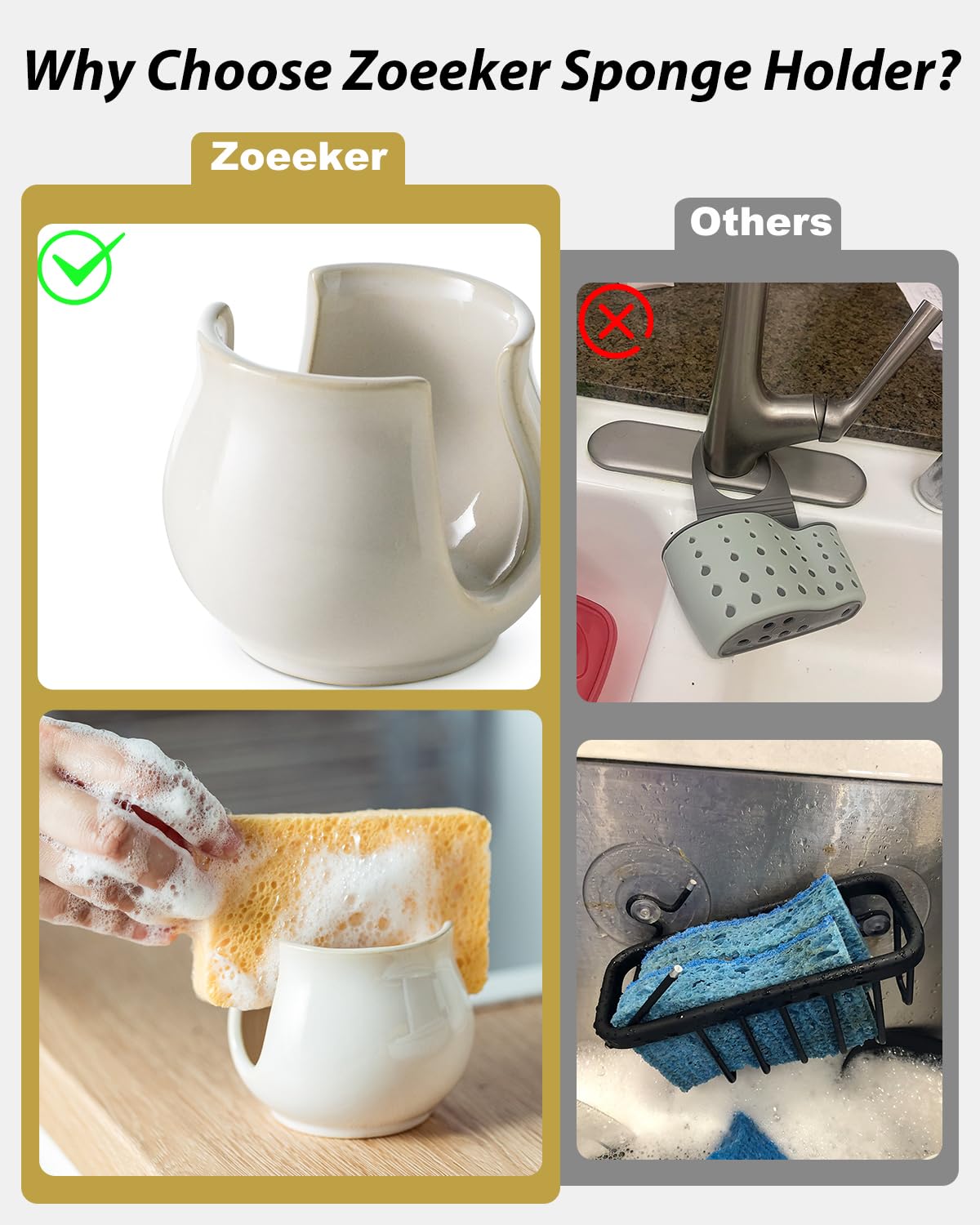 Close-up of Zoeeker ceramic rack highlights durable material and smooth finish.