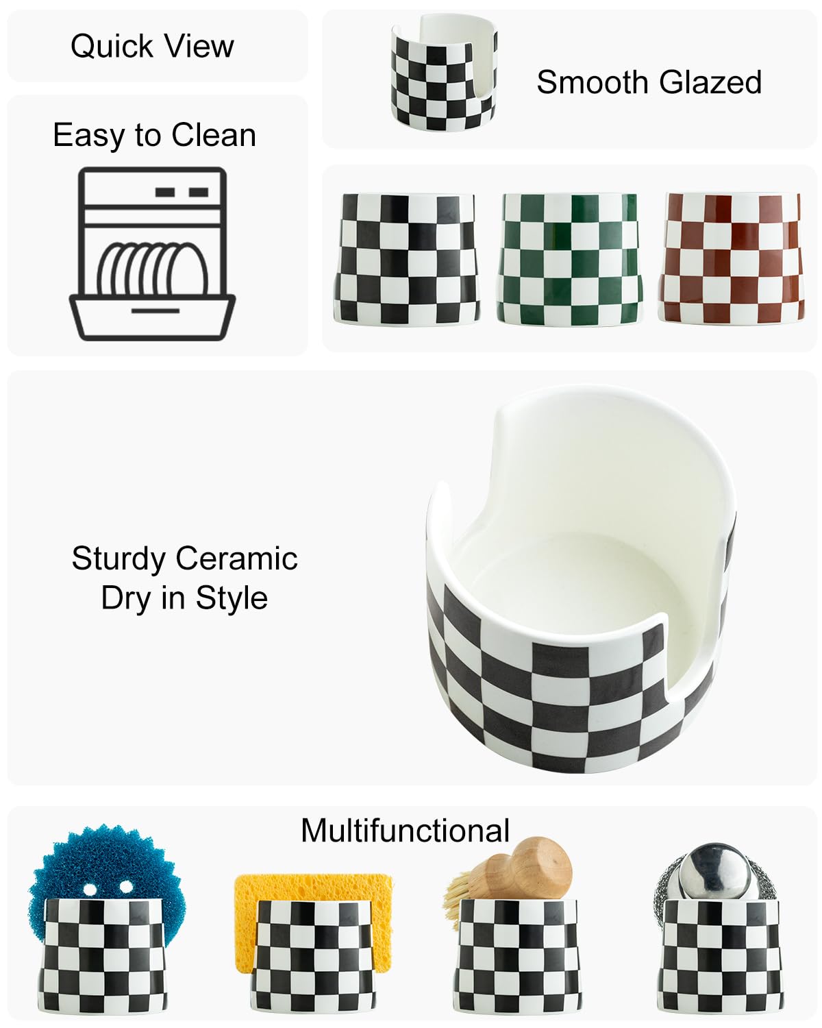 Zoeeker checkered kitchen rack adds compact style to any counter space.