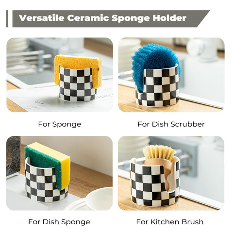 Zoeeker sponge storage keeps dishcloths handy and accessible near the sink.
