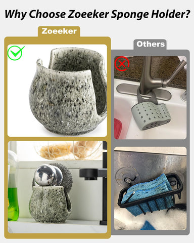 Zoeeker dish brush organizer keeps sponge and brushes within easy reach