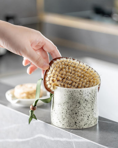 Zoeeker speckled glaze accessory adds elegance to any sink area.