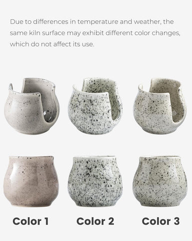 Zoeeker ceramic caddy features a non-slip base for stable sink organization.