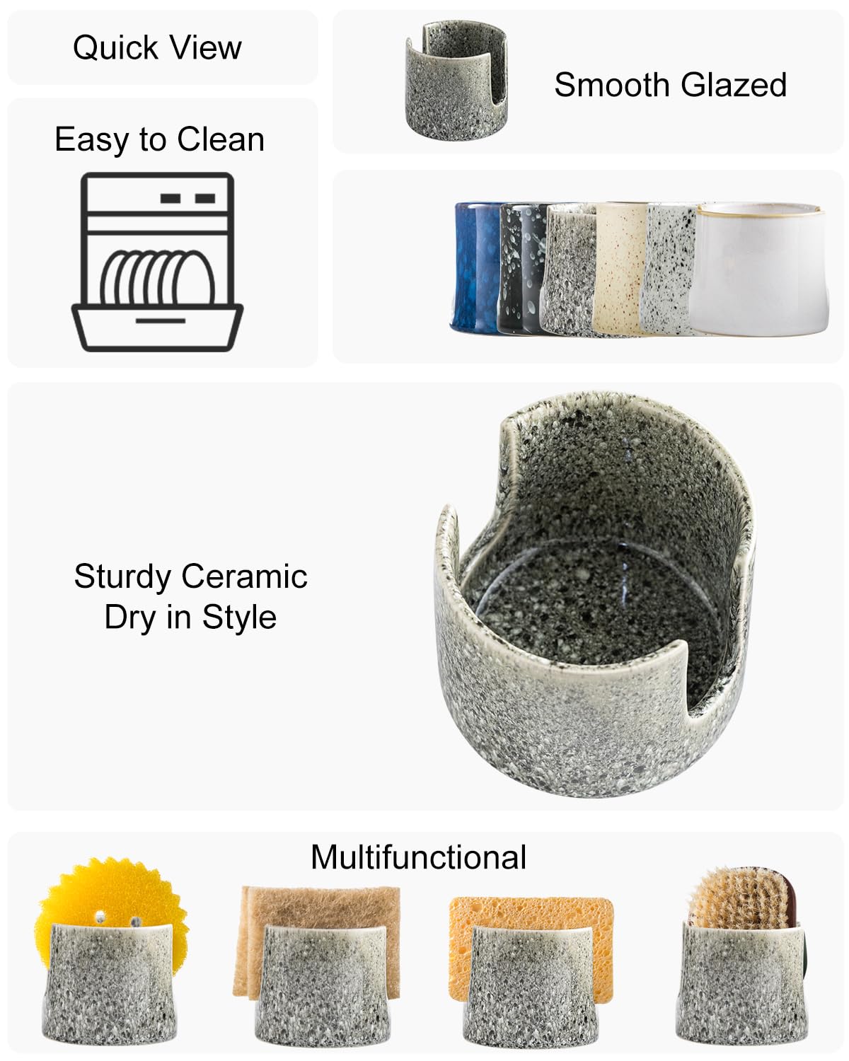 Zoeeker kitchen sink organizer in ceramic design for clutter-free countertops