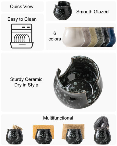 Zoeeker kitchen sink organizer in ceramic blends with farmhouse decor