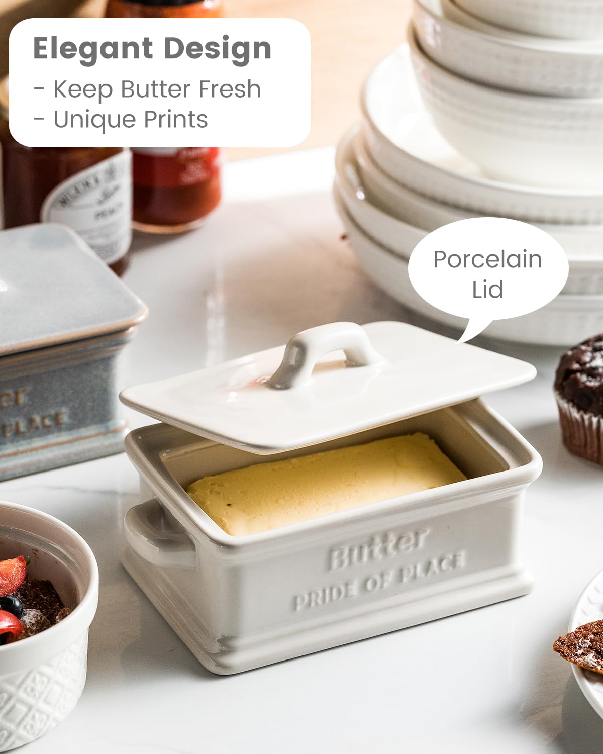 Zoeeker ceramic lid seals butter to preserve texture and freshness