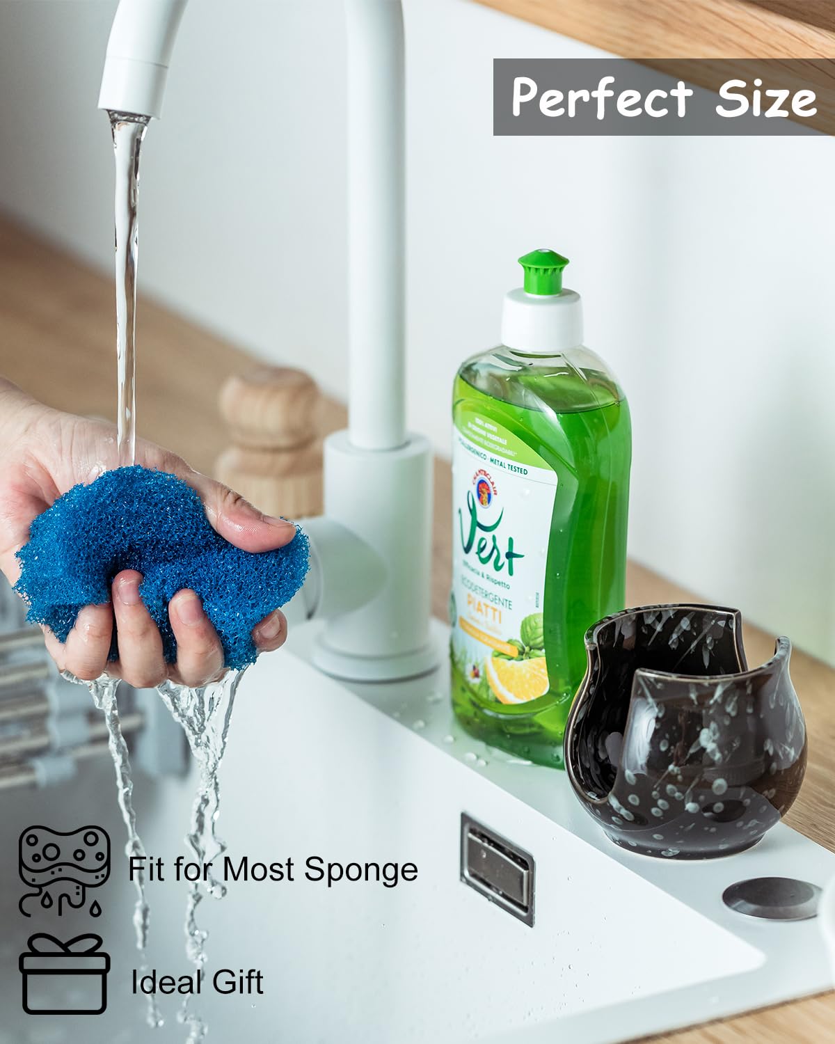Zoeeker sponge holder with non-slip base stays securely in place