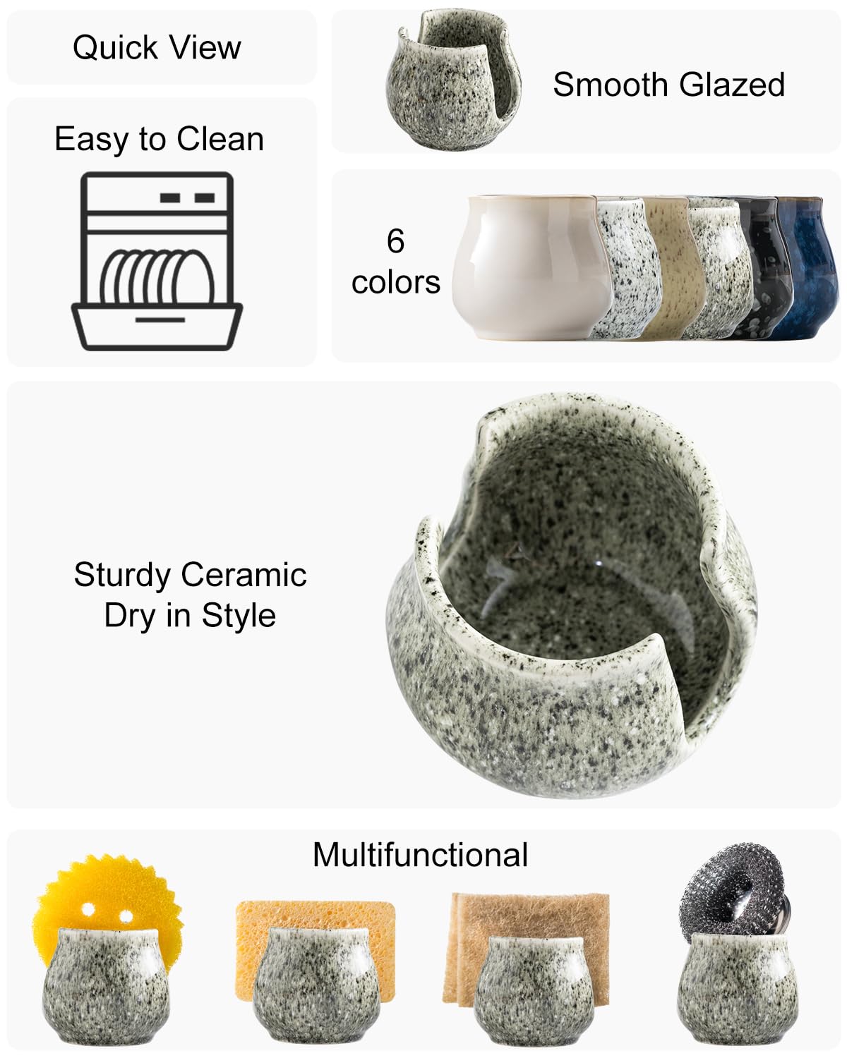 Zoeeker sponge holder with non-slip base for stable use