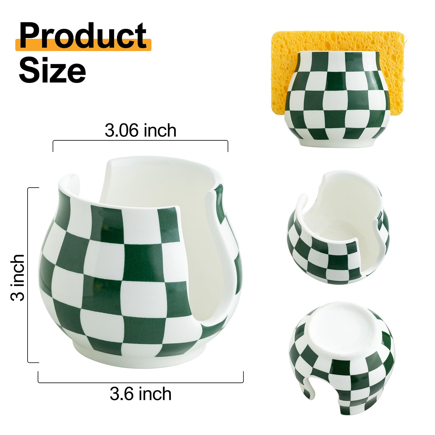 Zoeeker ceramic sink caddy offers organized kitchen storage.