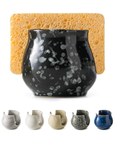 Zoeeker ceramic sponge holder for sink keeps sponges dry and accessible