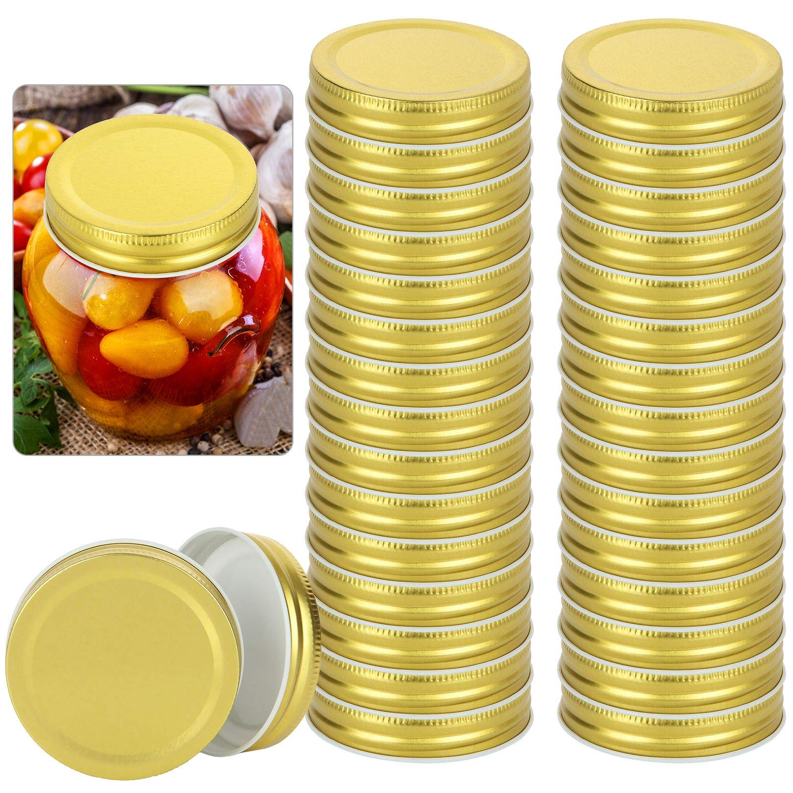 ZOEYES regular-mouth gold lid with silicone seal for airtight mason jars.