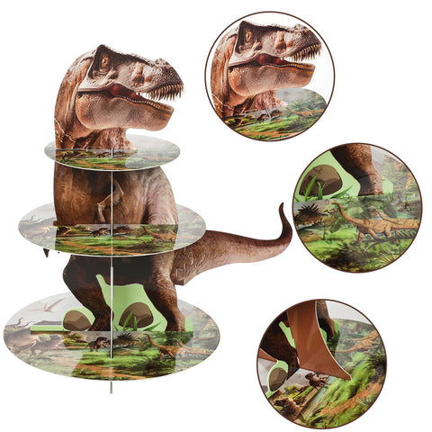 ZOIIWA dino party decoration stand complements themed dessert tables.