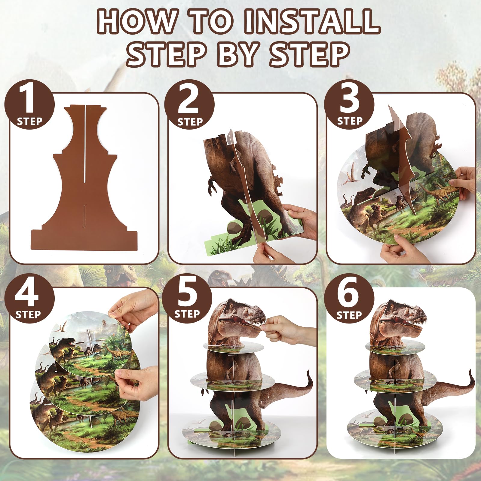 ZOIIWA dinosaur-themed stand discs bring jungle vibes to cupcakes.