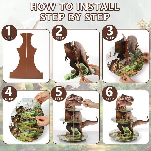 ZOIIWA dinosaur-themed stand discs bring jungle vibes to cupcakes.
