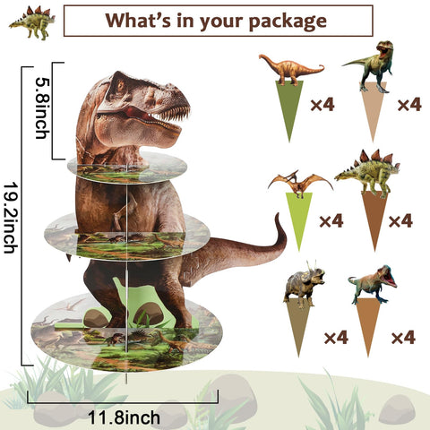 ZOIIWA dinosaur topper set 24-piece adds quick, colorful cake embellishments.