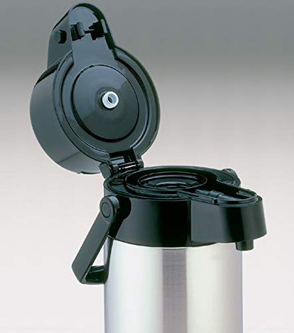 Removable lid of Zojirushi Air Pot opened to 125 degrees for easy filling