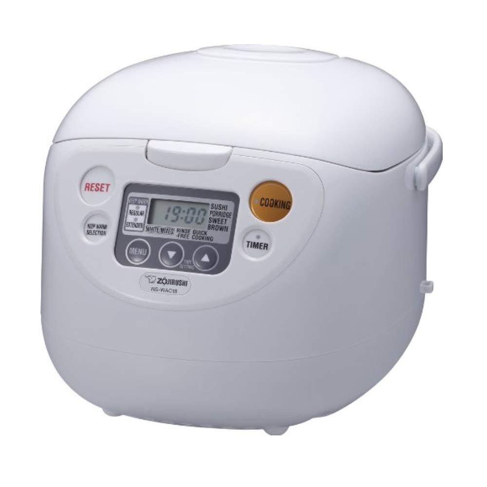 Zojirushi Micom 10-cup rice cooker front view showing compact design