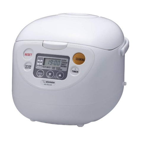 Zojirushi Micom 10-cup rice cooker front view showing compact design