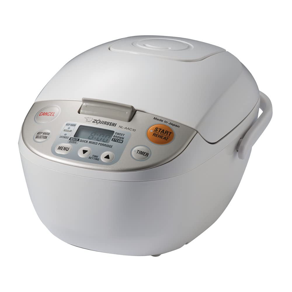 Zojirushi NL-AAC10 front view shows compact rice cooker design for everyday use