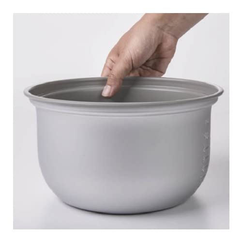 Zojirushi rice cooker metallic gray detachable lid for easy cleaning.