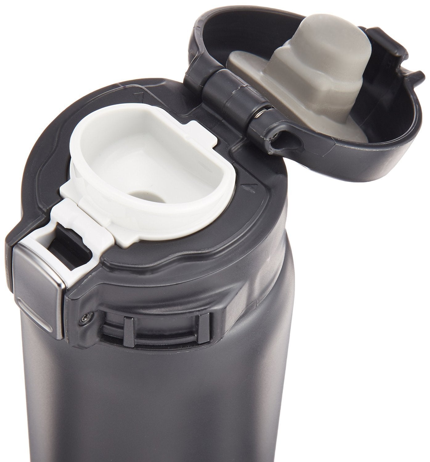 Close-up of flip lid on Zojirushi SM-SA36BA showing secure, spill-resistant design.
