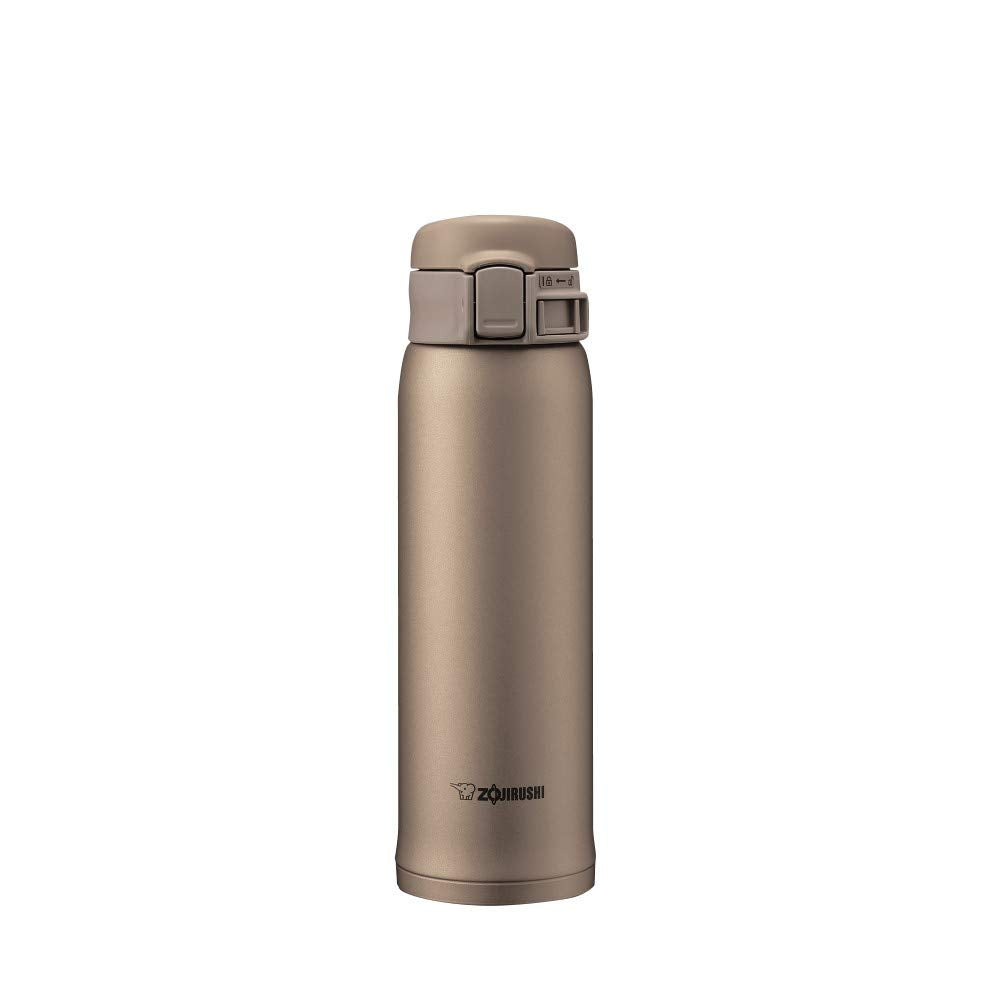 Zojirushi SM-SE48NZ mug front view showing compact stainless design.
