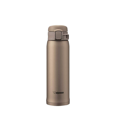 Zojirushi SM-SE48NZ mug front view showing compact stainless design.