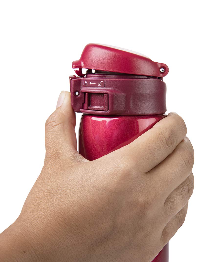 Zojirushi Garnet Red mug interior nonstick coating for easy cleaning.