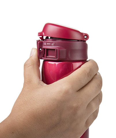 Zojirushi Garnet Red mug interior nonstick coating for easy cleaning.