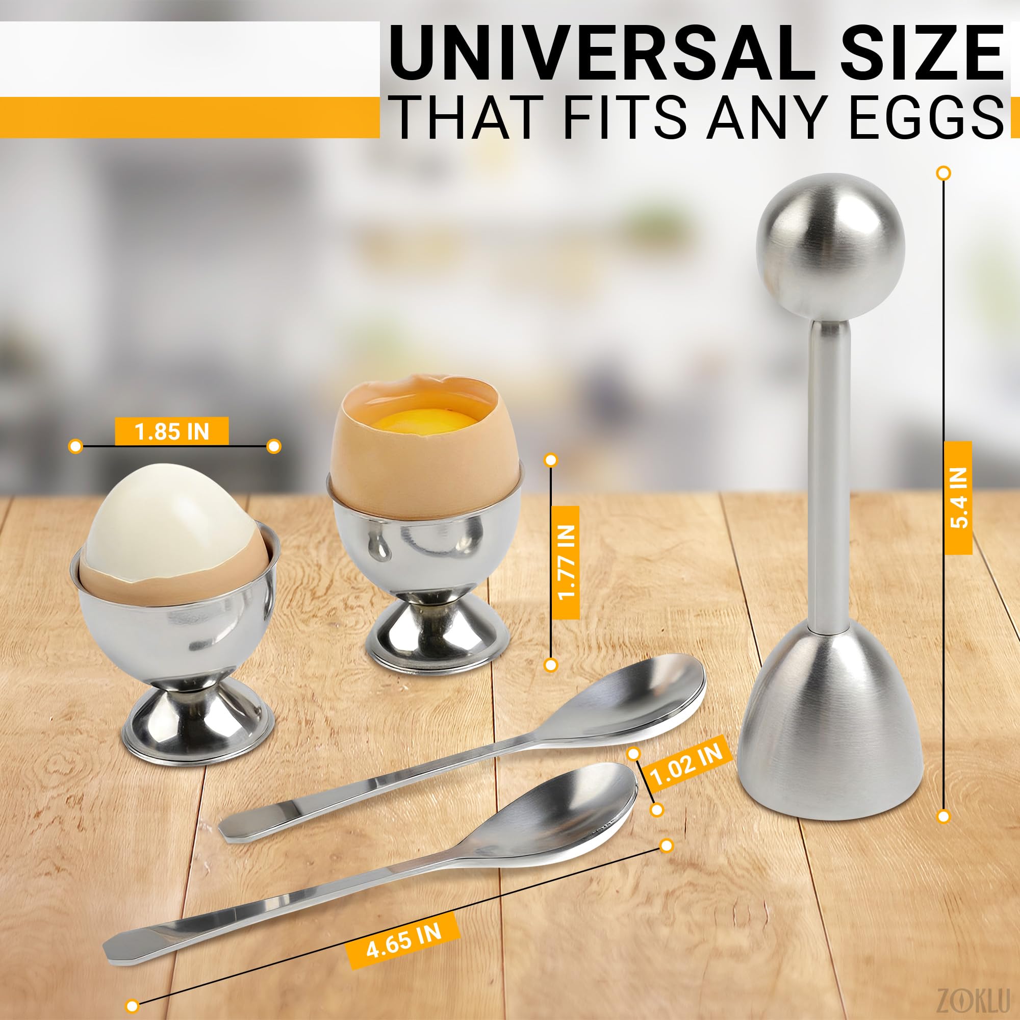 ZOKLU soft boiled egg cups in use for tidy serving.