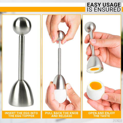 ZOKLU vibration-activated egg topper delivering clean cuts.