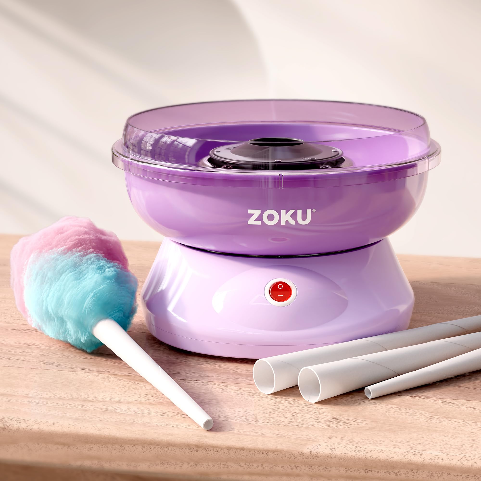 ZOKU Cotton Candy Maker side view highlights easy access and simple setup.