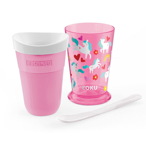 ZOKU Original slush-outer-cup supports safe, hands-on freezing for family fun.