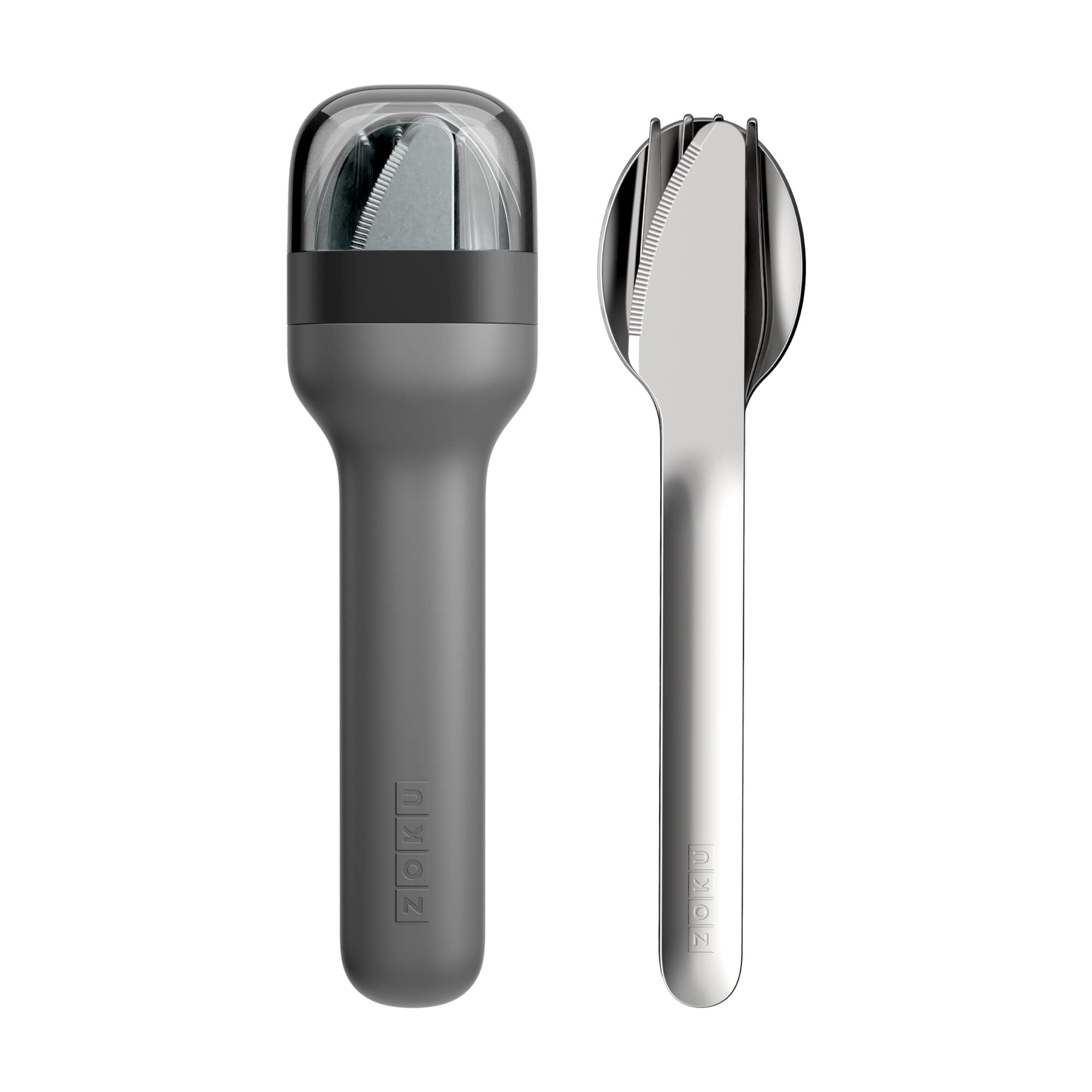 ZOKU Pocket Utensil Set with charcoal case for compact travel meals