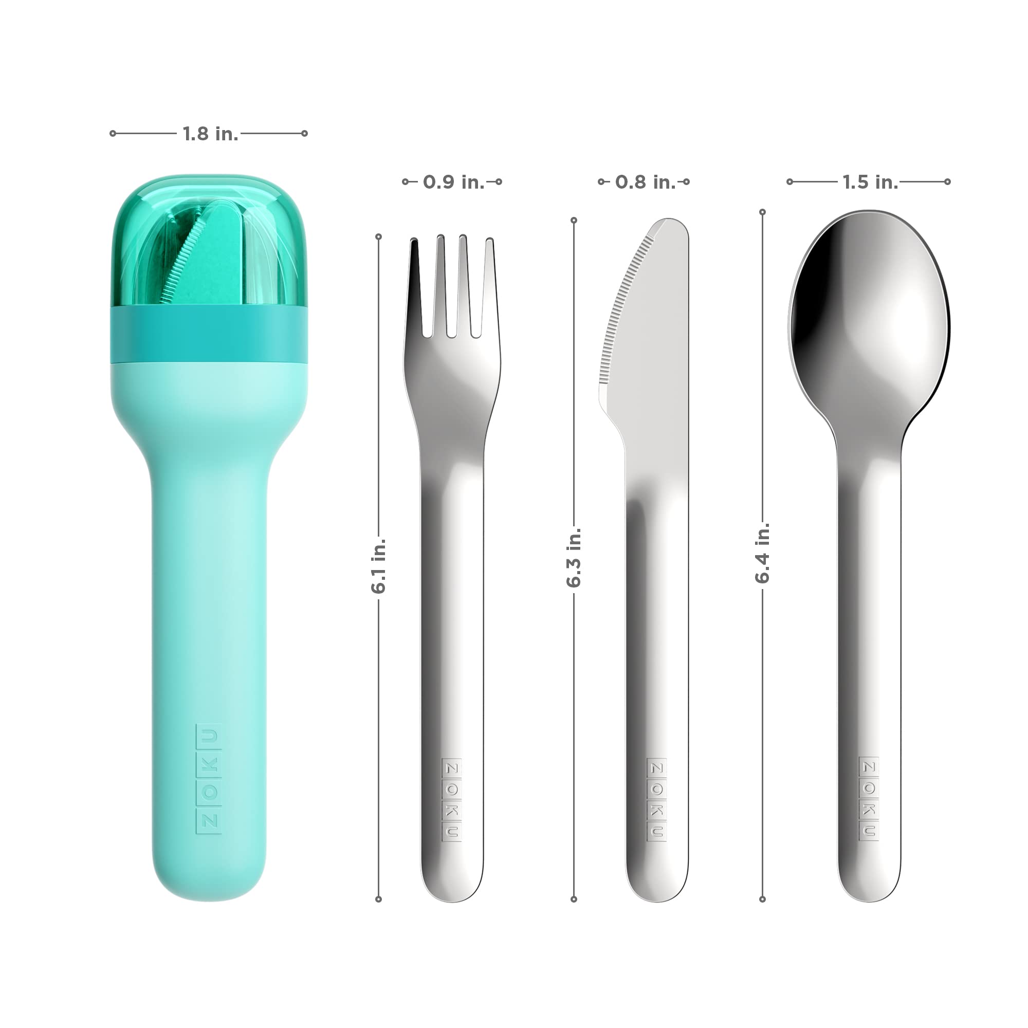 Open travel case shows teal ZOKU set ready for camping or lunch.