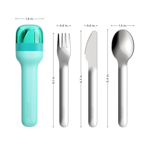 Open travel case shows teal ZOKU set ready for camping or lunch.