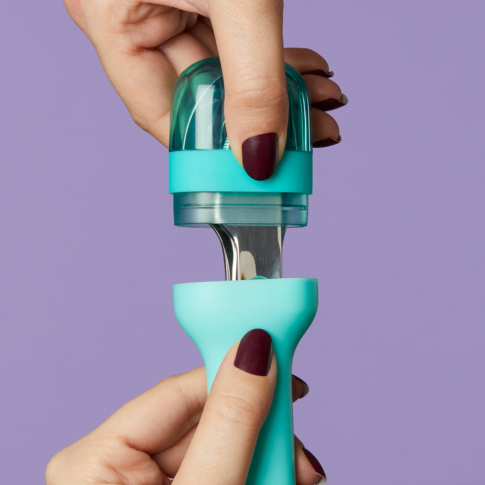 Teal ZOKU set inside lunchbox, ideal for school or work breaks.