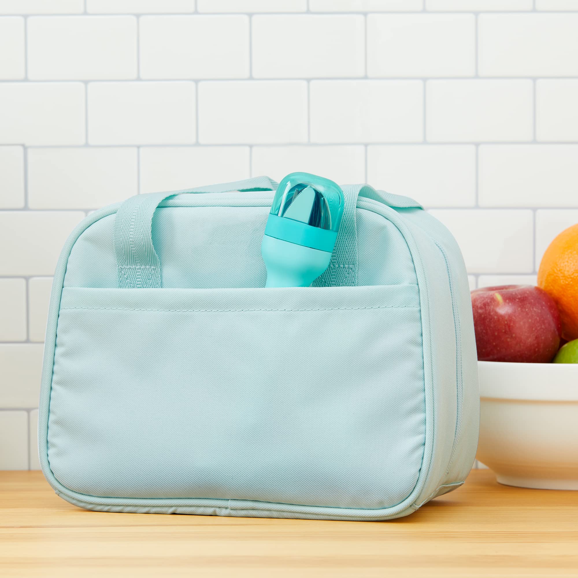 Dishwasher-safe teal set for easy top-rack cleaning.