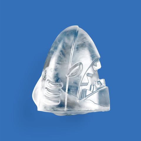 Open shark ice ball mold illustrating easy removal after freezing
