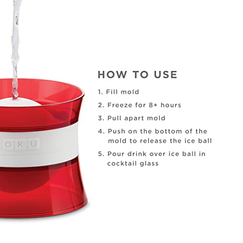 ZOKU silicone ice-ball mold easy-release red for quick, clean pop into your glass