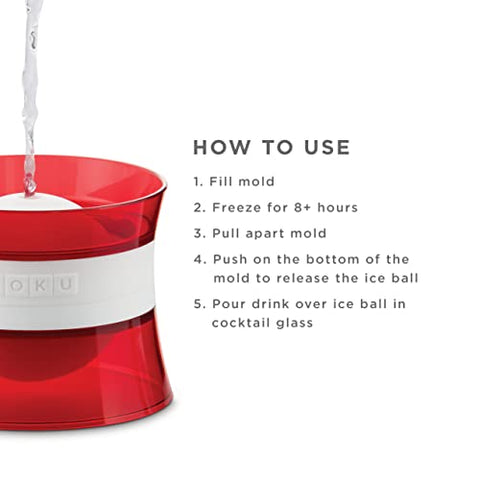 ZOKU silicone ice-ball mold easy-release red for quick, clean pop into your glass