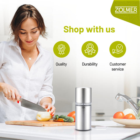 ZOLMER Nutmeg Grinder safe-handling design reduces risk of injury.