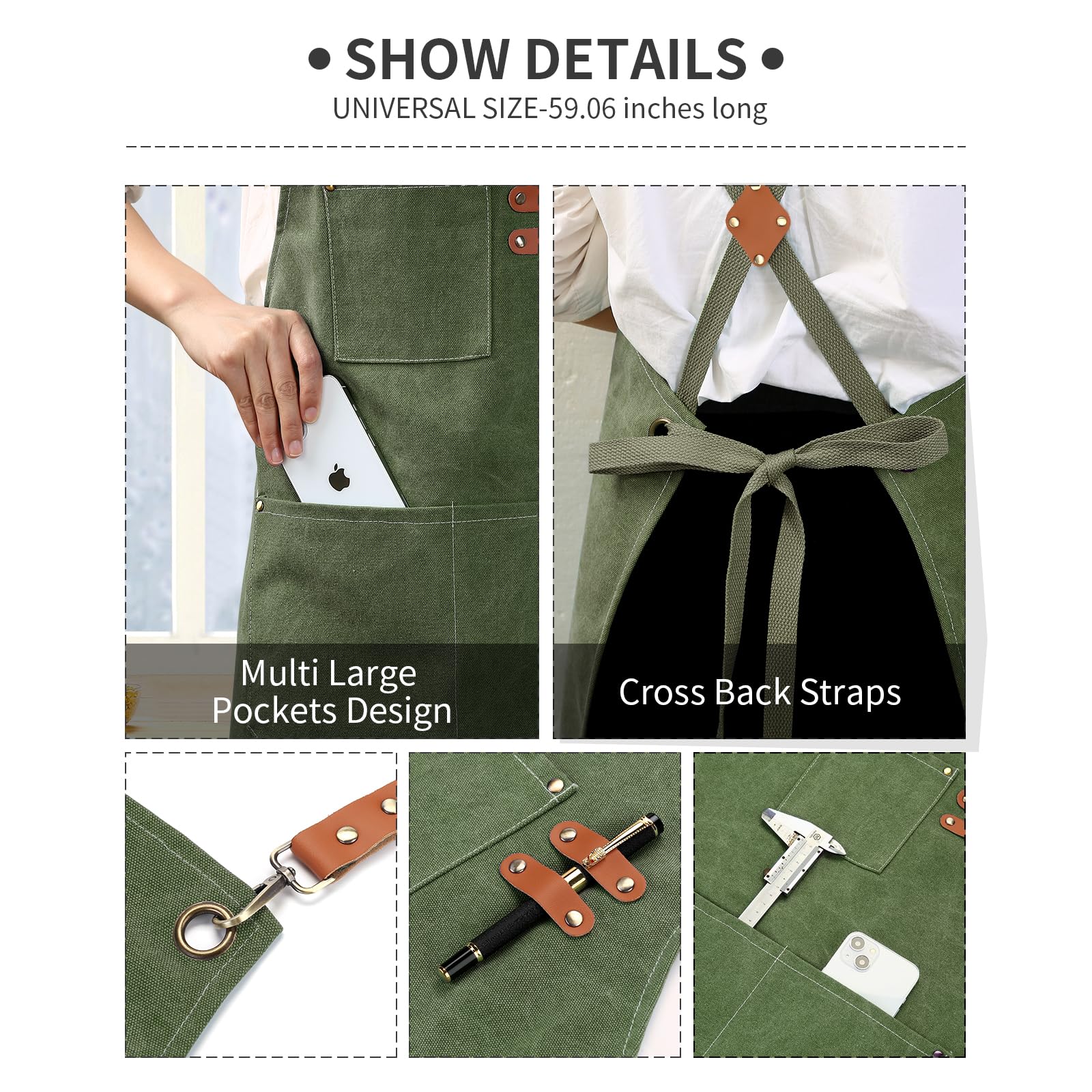 ZOMAO full-coverage apron measures 26 x 30 inches for total protection.