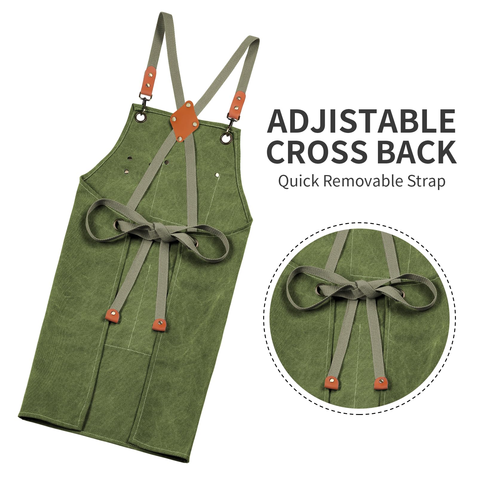 ZOMAO apron with large front pockets for quick access to tools and gadgets.