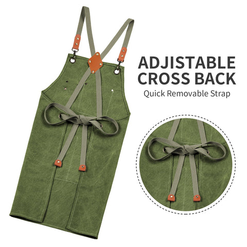 ZOMAO apron with large front pockets for quick access to tools and gadgets.