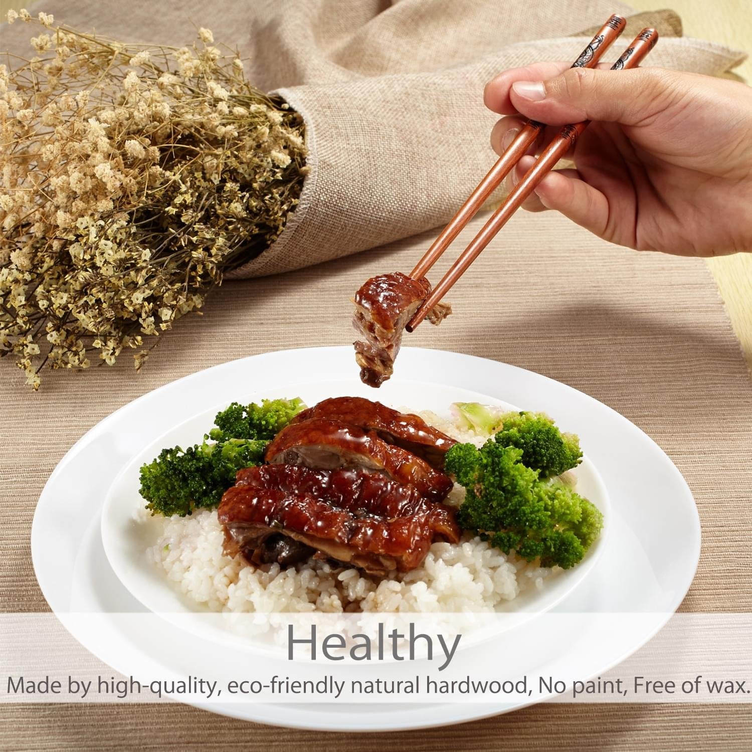 ZOMCHAIN 9-inch non-slip chopsticks offer comfortable handling for beginners.