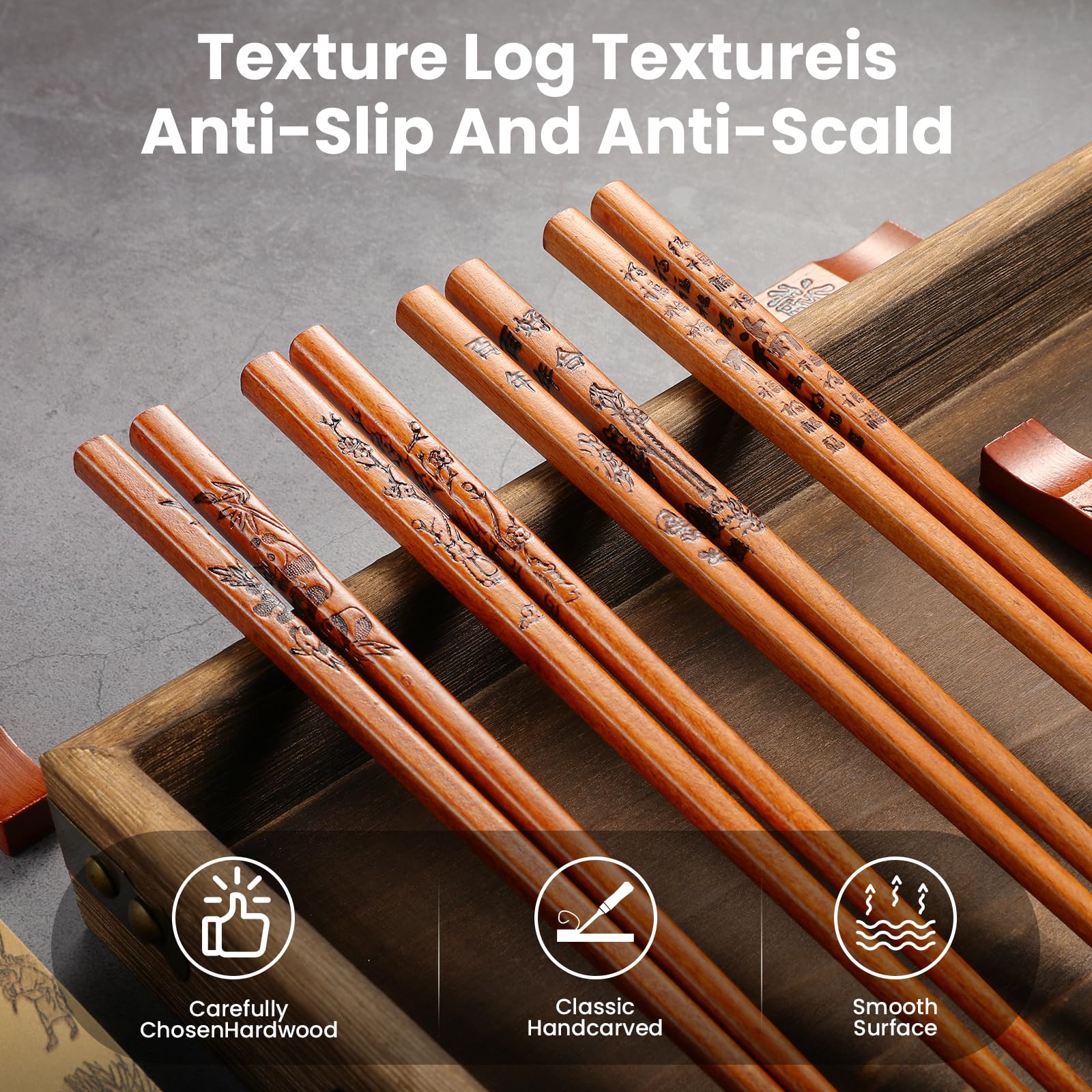 ZOMCHAIN dishwasher-safe chopsticks, convenient cleaning after meals.