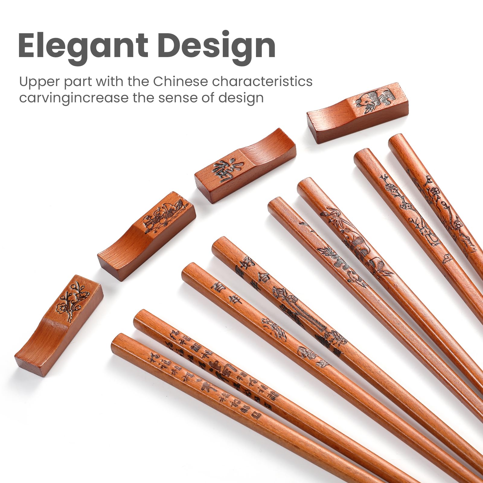 ZOMCHAIN traditional 9-inch chopsticks, easy-to-grip and control.
